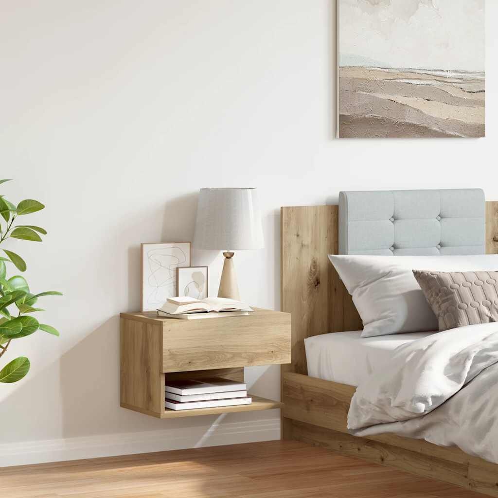 Table de chevet murale chêne artisanal - Jusqu'à -35% sur le prix neuf