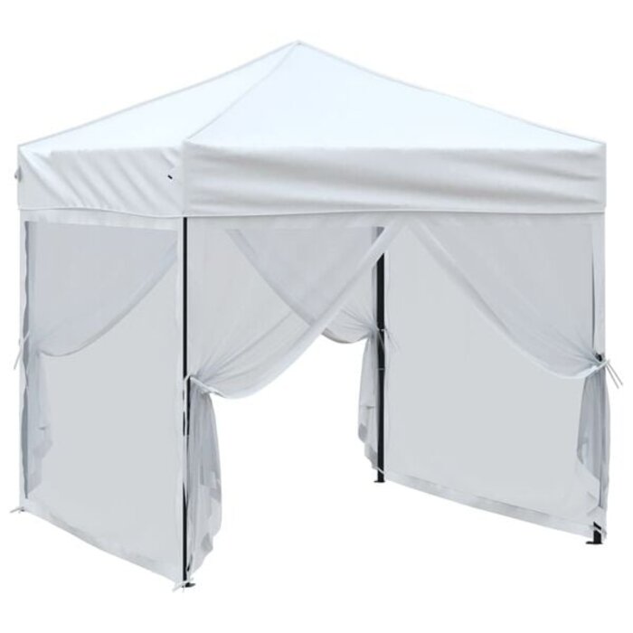 Tonnelle pliante 2x2m avec parois - Blanc - Jusqu'à -36% de remise