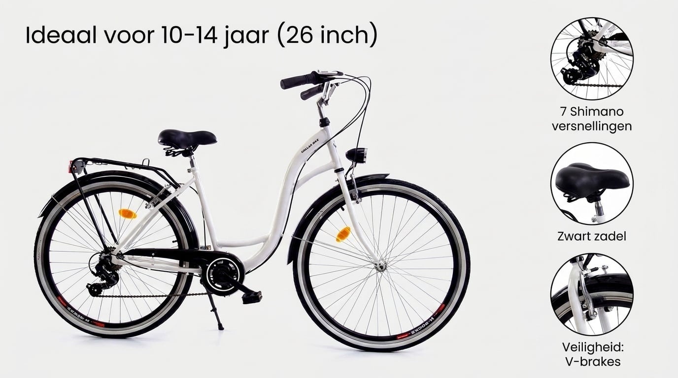 Vélo de ville fille 26 pouces - Blanc et noir - Jusqu'à 35% de réduction