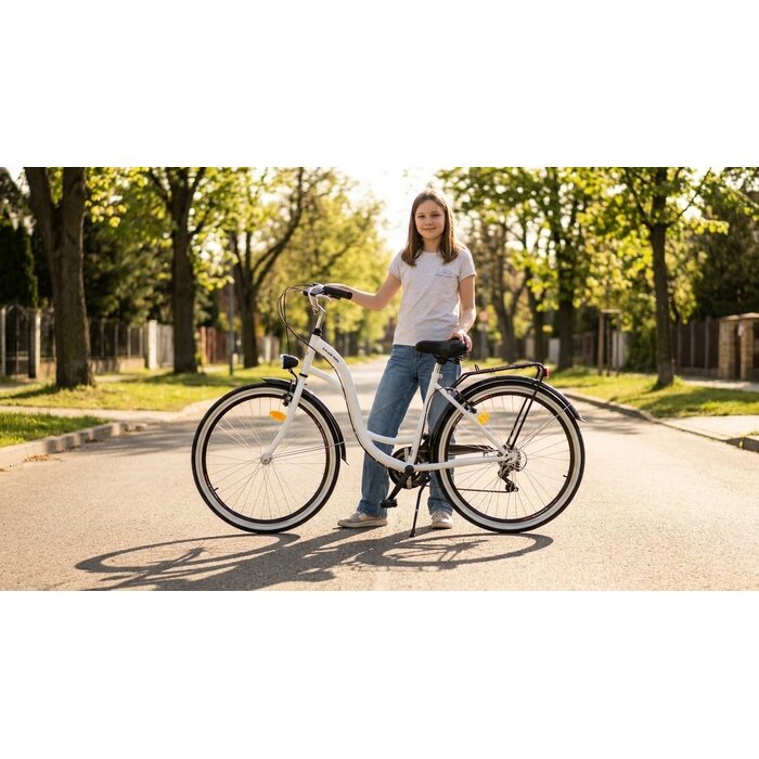 Vélo de ville fille 26 pouces - Blanc et noir - Jusqu'à 35% de réduction