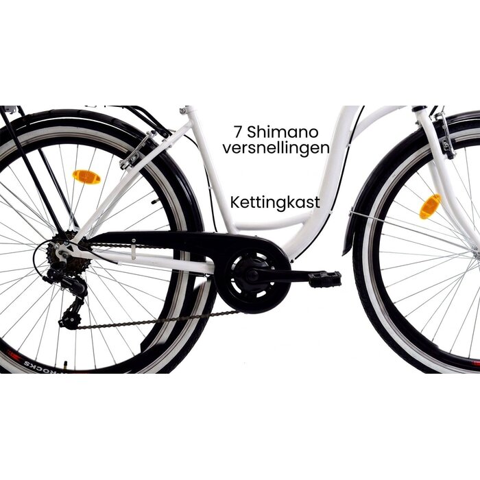 Vélo de ville fille 26 pouces - Blanc et noir - Jusqu'à 35% de réduction