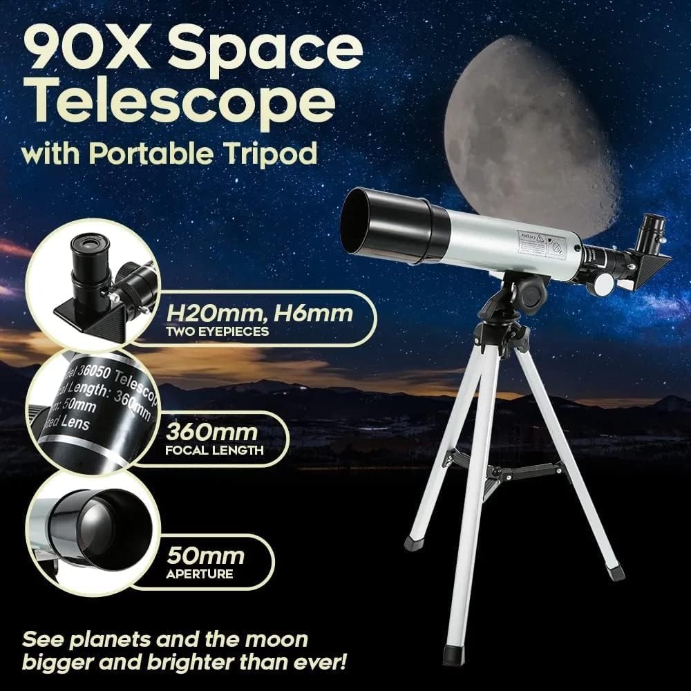 Télescope Réfracteur 360/50 mm pour débutants - Jusqu'à -35%