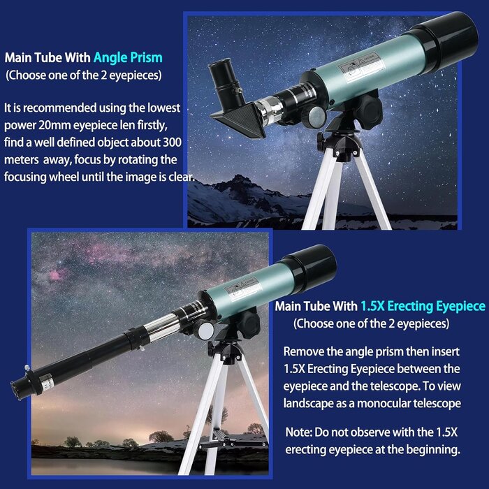 Télescope Réfracteur 360/50 mm pour débutants - Jusqu'à -35%