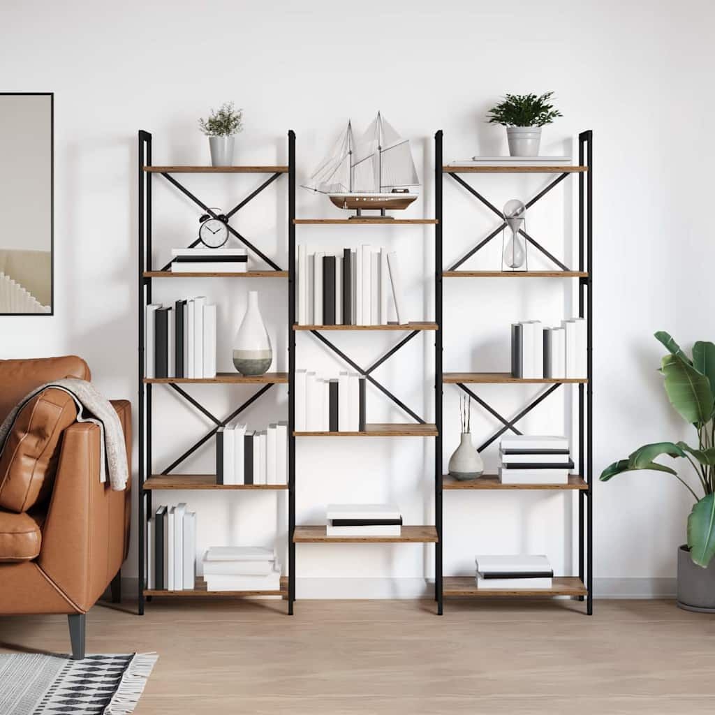 Bibliothèque industrielle effet vieux bois - Jusqu'à 41% de remise