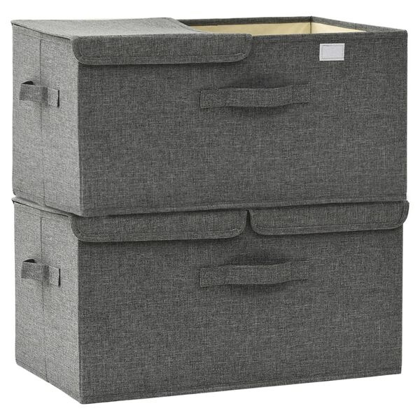 Vidaxl Lot de 2 boîtes de rangement pliables - Anthracite - Jusqu'à 32% de remise