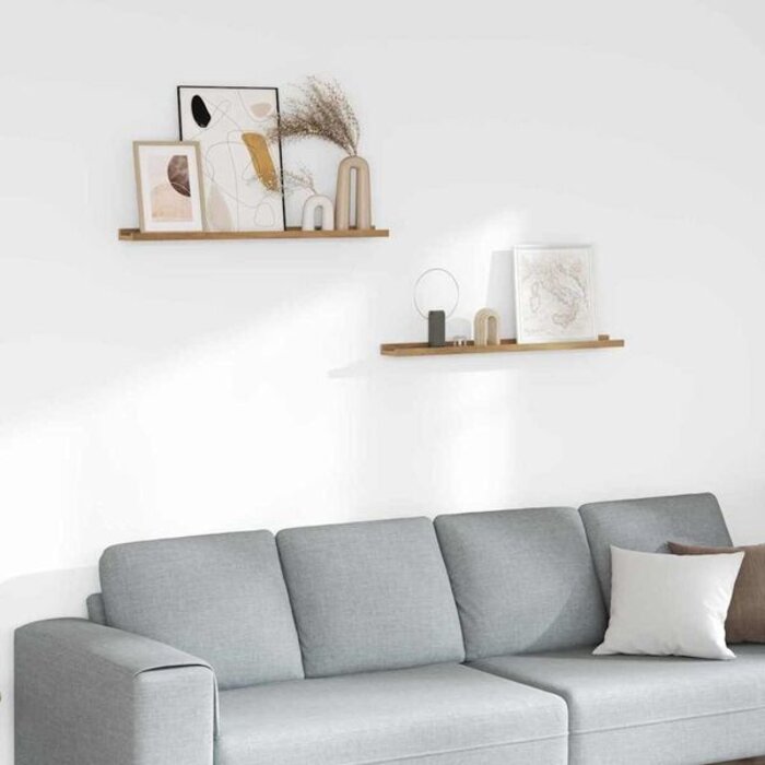 Lot de 2 étagères murales bois marron - 80 cm - Jusqu'à 36% de remise