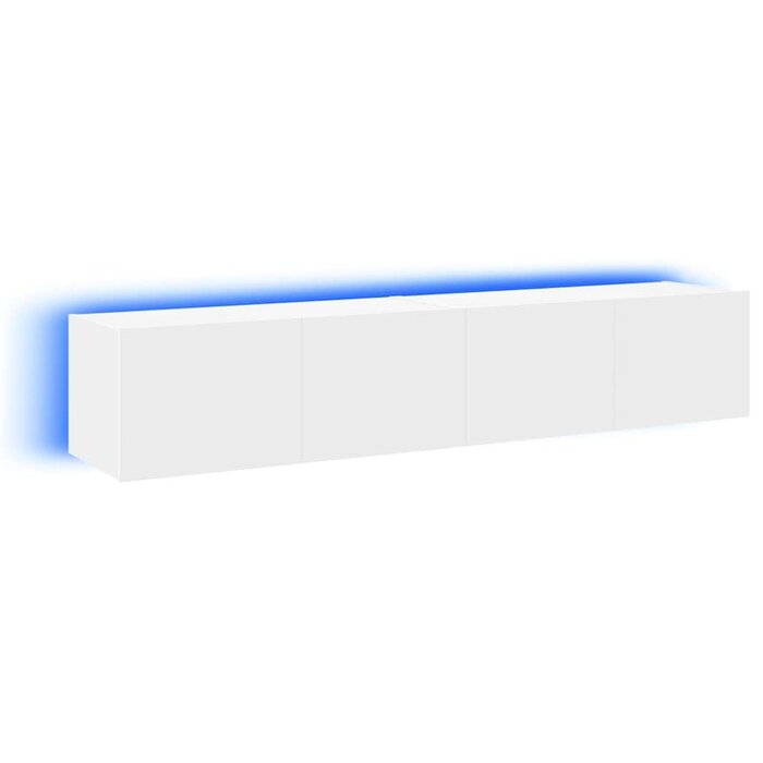 Lot de 2 meubles TV muraux LED - Blanc - Jusqu'à -41%