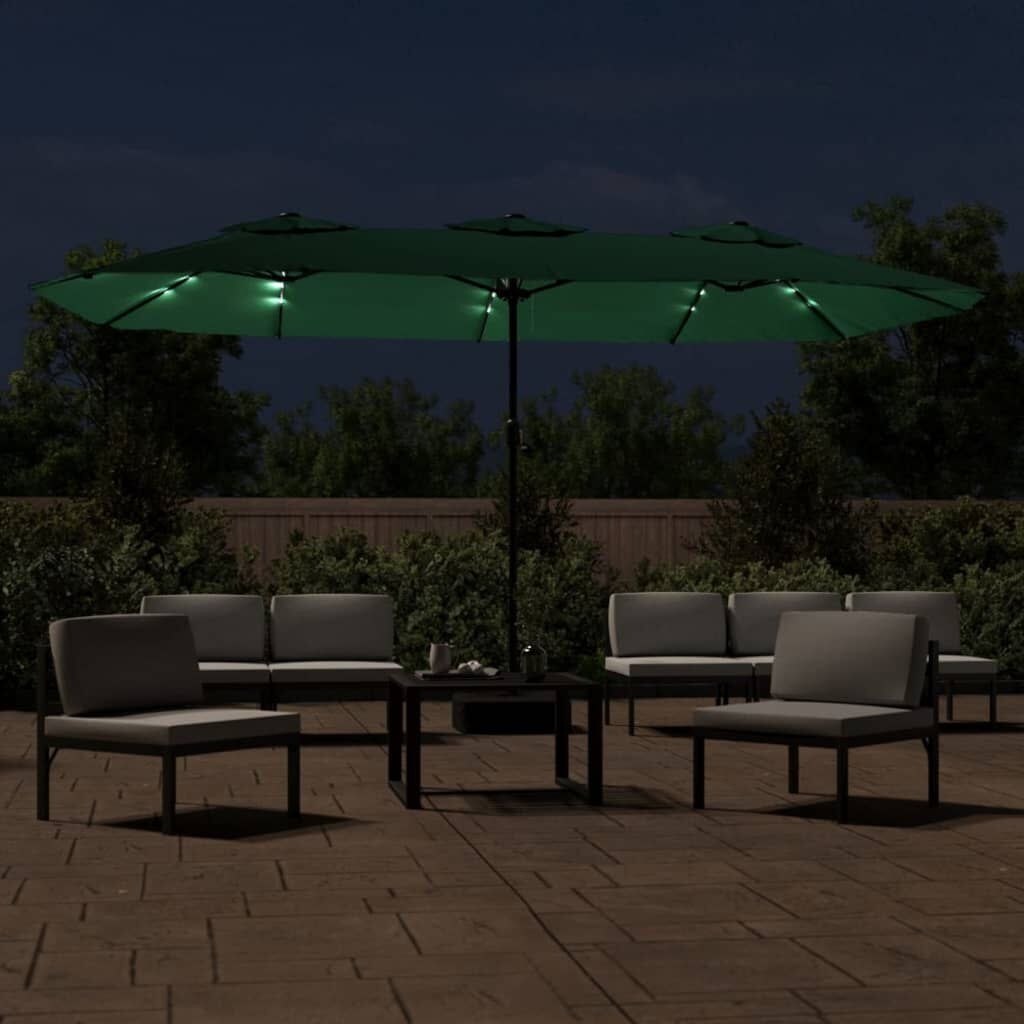 Parasol double avec éclairage LED 449x245 cm - Jusqu'à -41% sur l'outlet