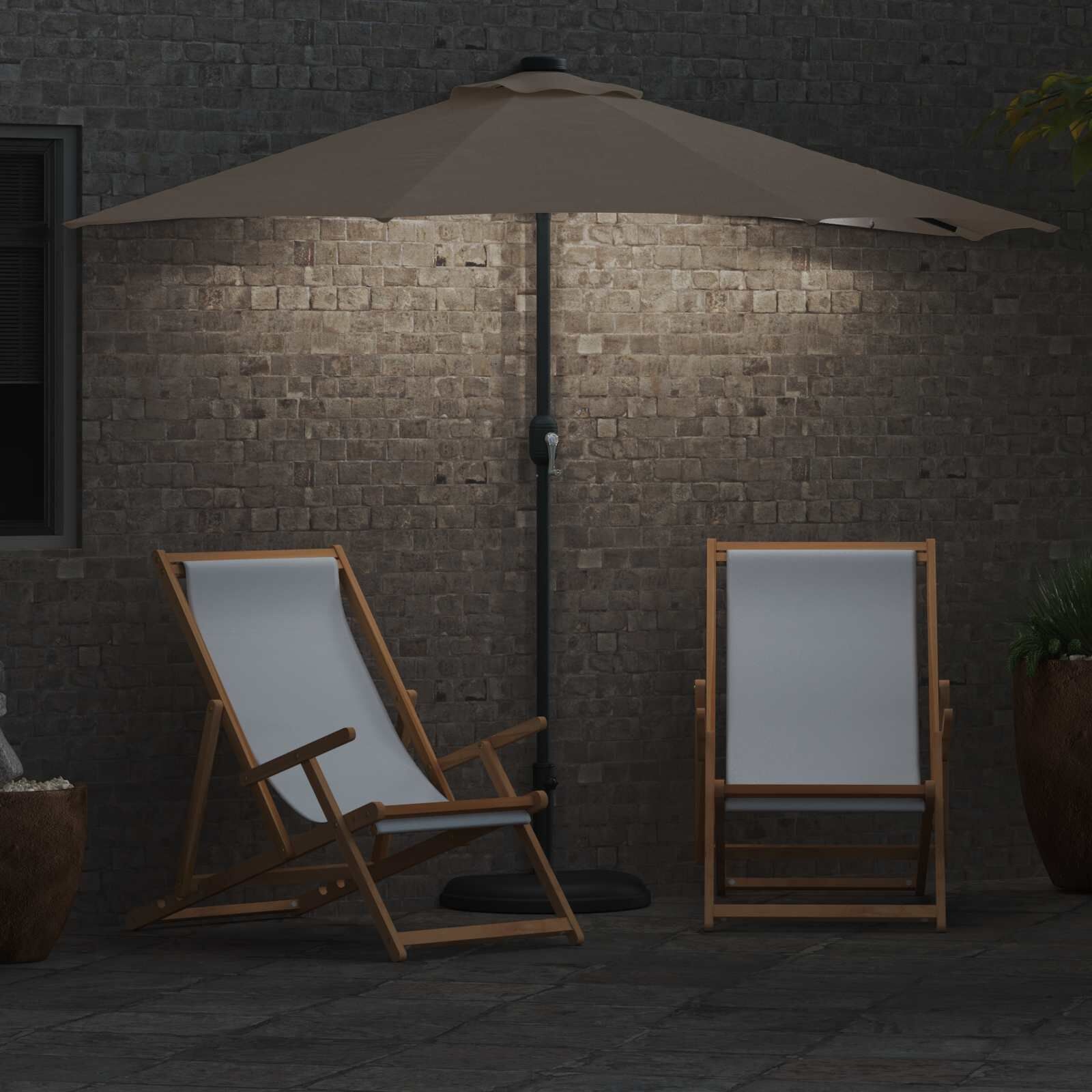 Parasol de jardin taupe LED 294x150cm - Jusqu'à 40% de réduction