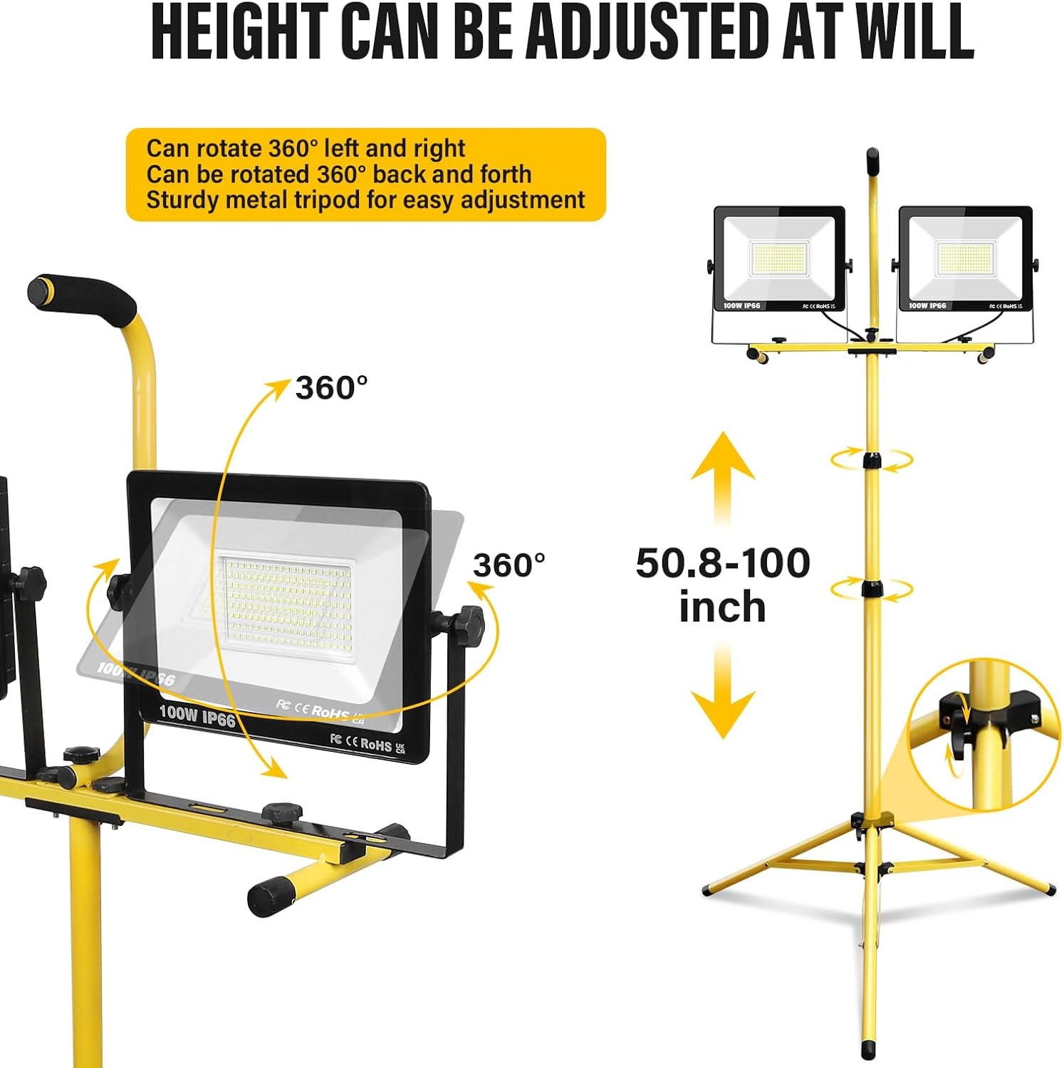 Projecteur LED 200W 20 000 lm sur trépied - Jusqu'à -41% sur le déballé