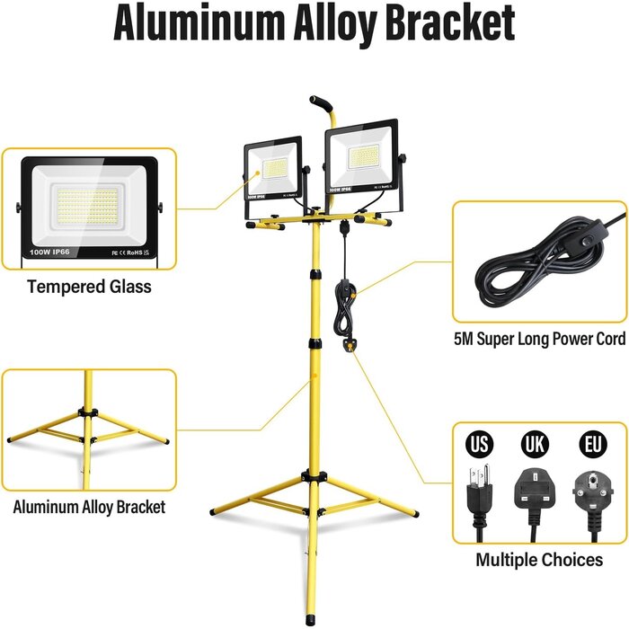 Projecteur LED 200W 20 000 lm sur trépied - Jusqu'à -41% sur le déballé