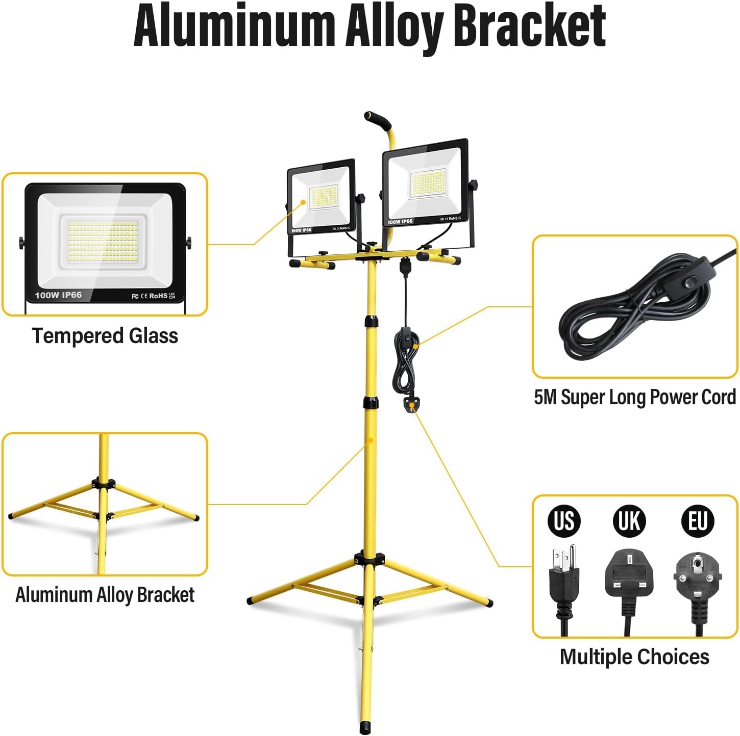 Projecteur LED 200W 20 000 lm sur trépied - Jusqu'à -41% sur le déballé