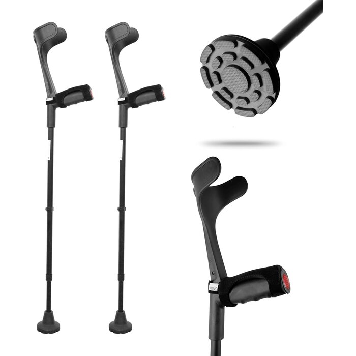 Béquilles avant-bras ergonomiques - Aluminium noir - Jusqu'à -39%