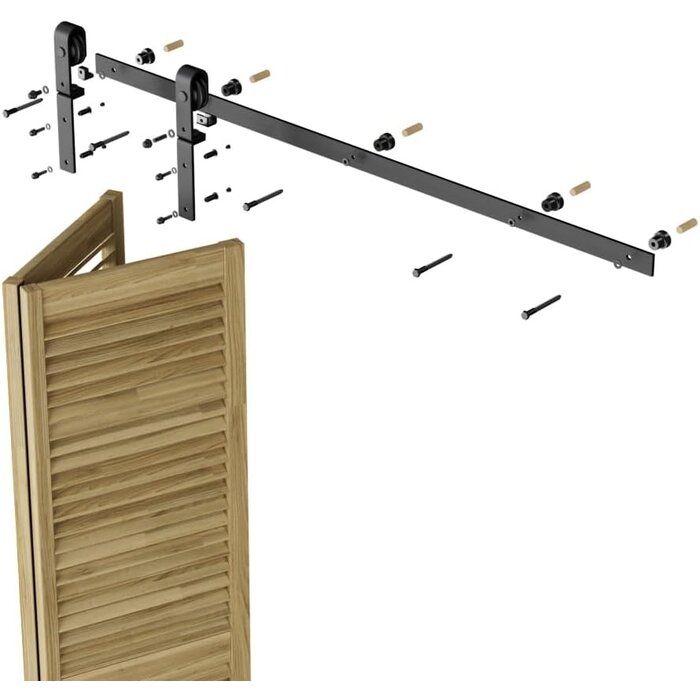 Kit rail porte pliante bifold 76cm acier noir - Jusqu'à 40% de réduction