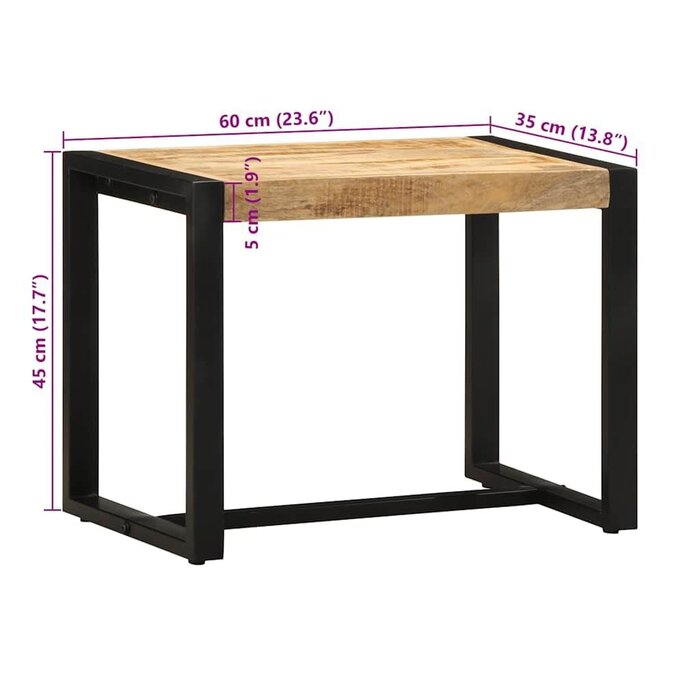Banc d'entrée bois de manguier et métal 60cm - Jusqu'à 34% de remise