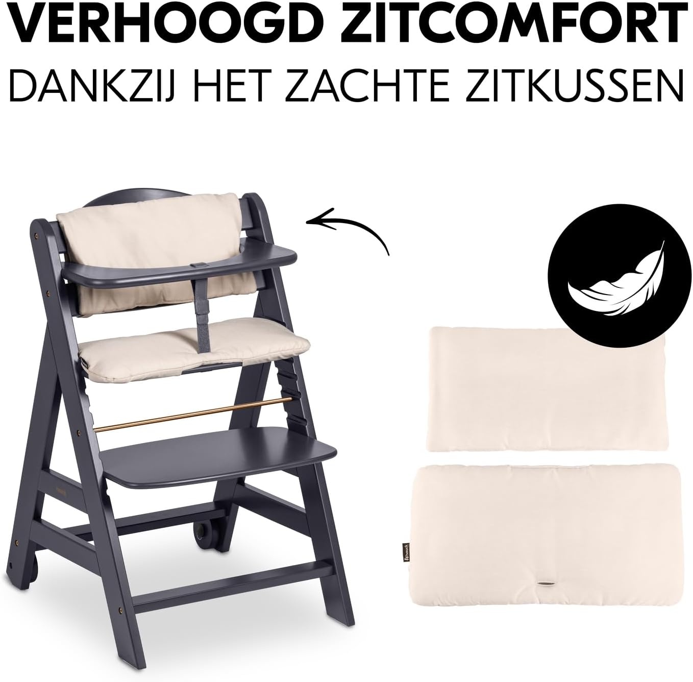 Chaise haute évolutive bois - Gris foncé - Jusqu'à -35% en outlet