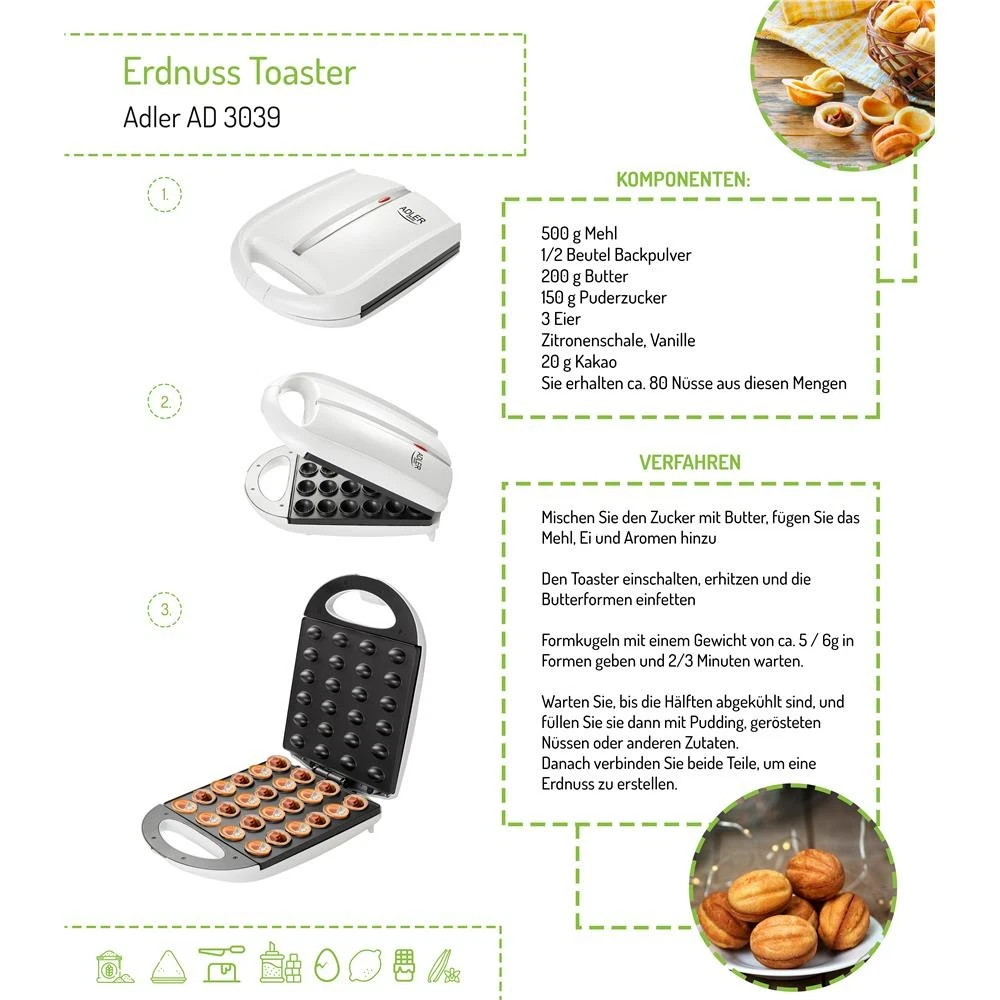 Appareil à biscuits aux noix 1600W - 24 parts - Jusqu'à 30% de remise