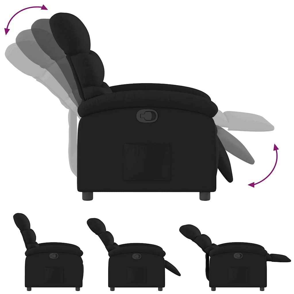 Fauteuil relax inclinable en tissu noir - Confort manuel - Jusqu'à 35% de remise