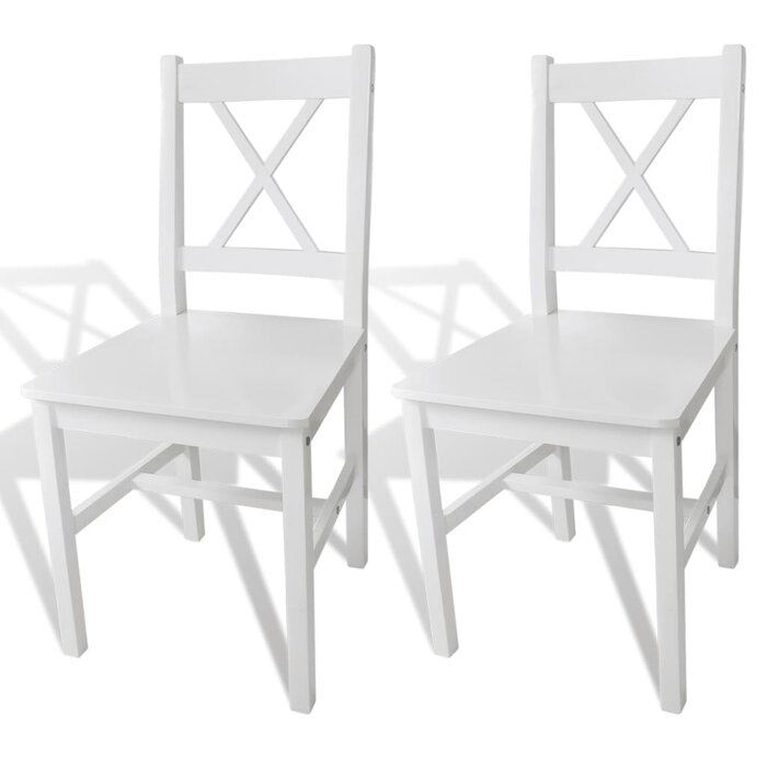 Lot de 2 chaises en bois de pin massif blanc - Jusqu'à -34%