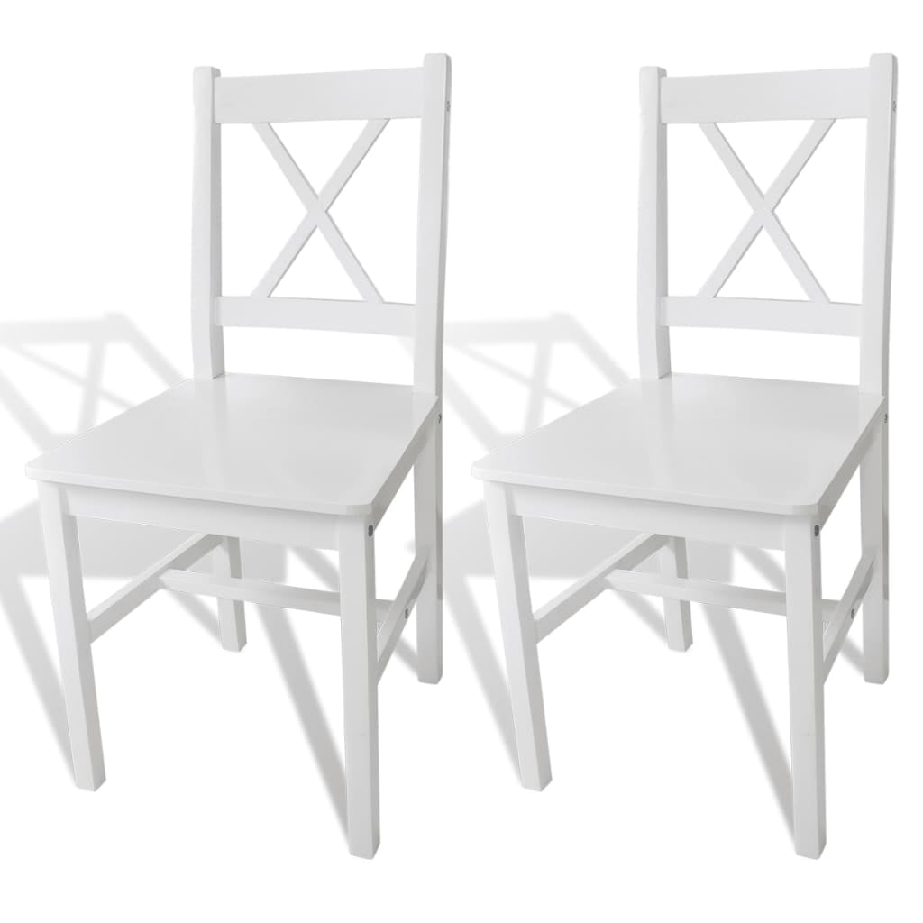 Lot de 2 chaises en bois de pin massif blanc - Jusqu'à -34%