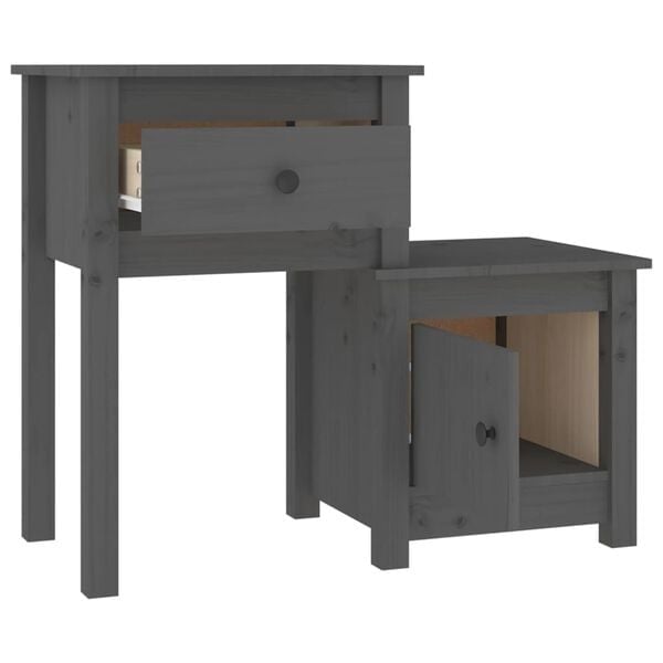 Table de chevet en pin massif gris - Jusqu'à -33%