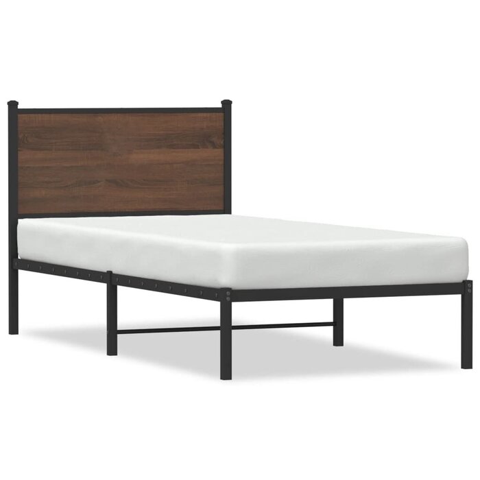Cadre de lit 90x190 cm acier et bois - Jusqu'à 33% de remise
