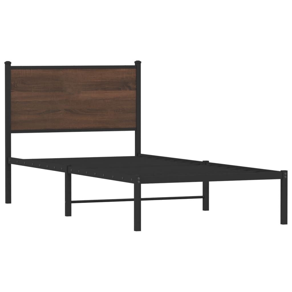 Cadre de lit 90x190 cm acier et bois - Jusqu'à 33% de remise