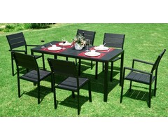 Viking Choice Table de jardin polyéthylène aspect bois 156x78 cm - Jusqu'à -37%