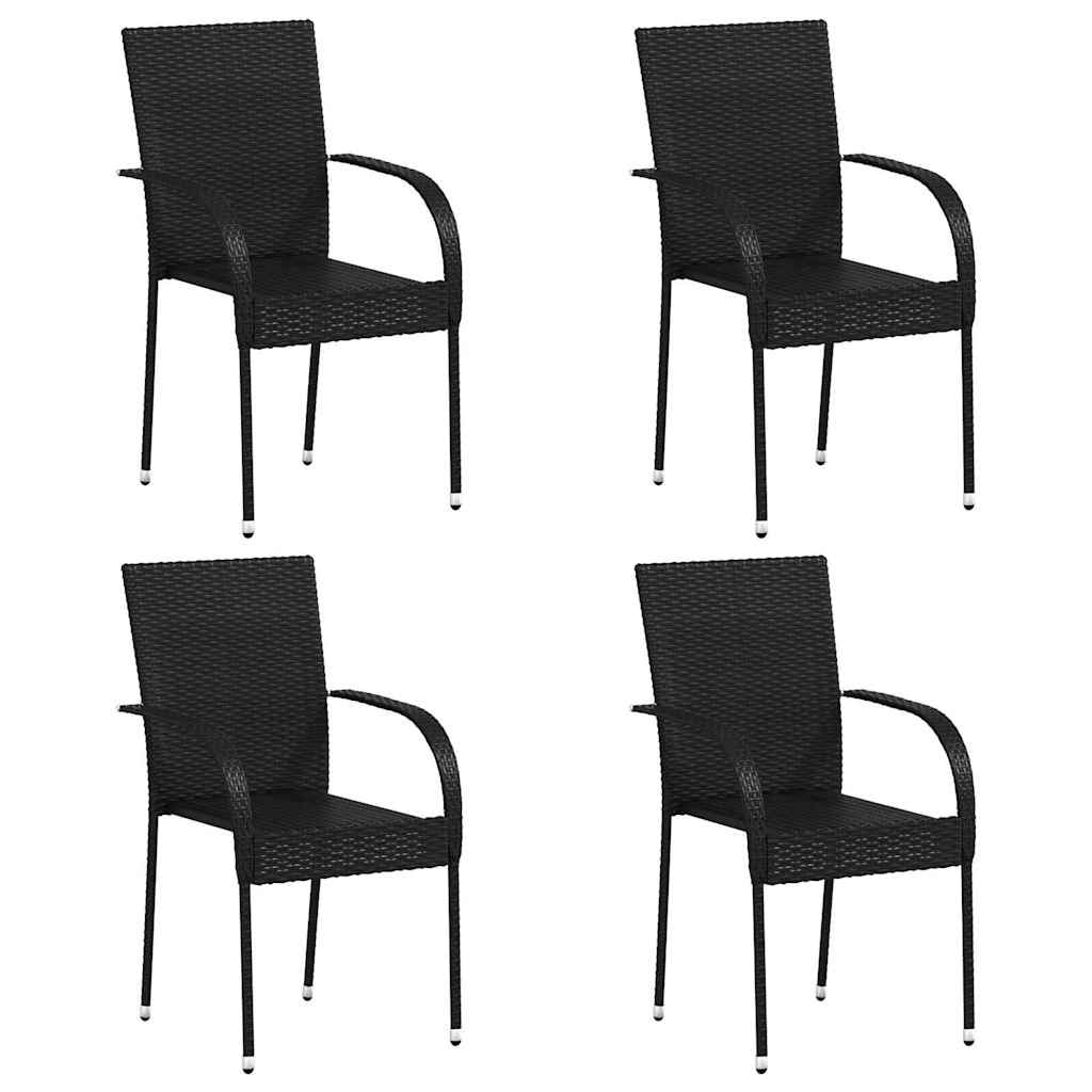 Lot de 4 chaises de jardin empilables en rotin noir - Jusqu'à 35% de réduction