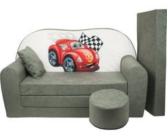 Viking Choice Canapé-lit enfant gris avec pouf et coussin - Jusqu'à 32 % de remise