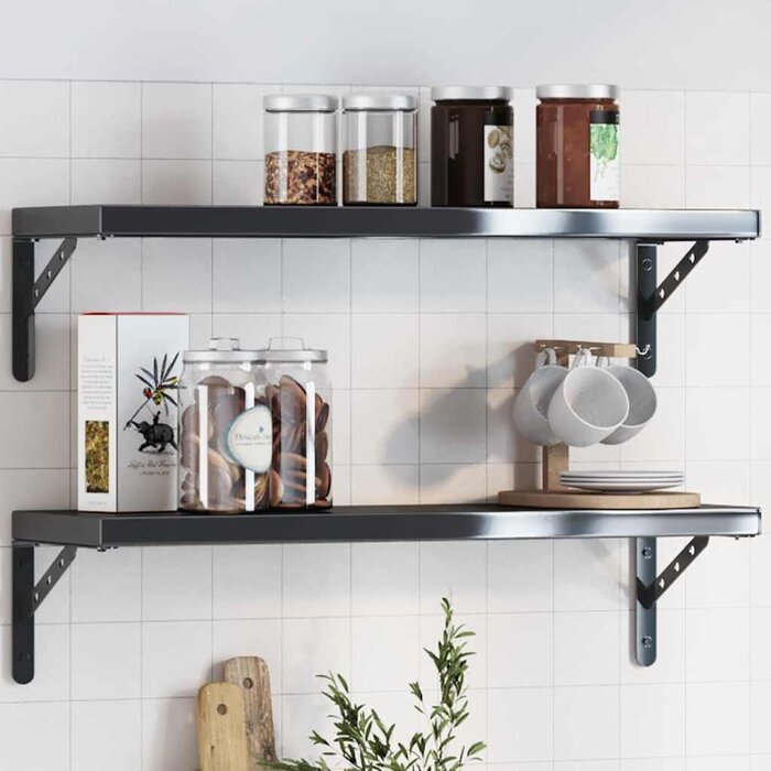 Lot de 4 supports d'étagères en acier noir - Jusqu'à -31% de réduction