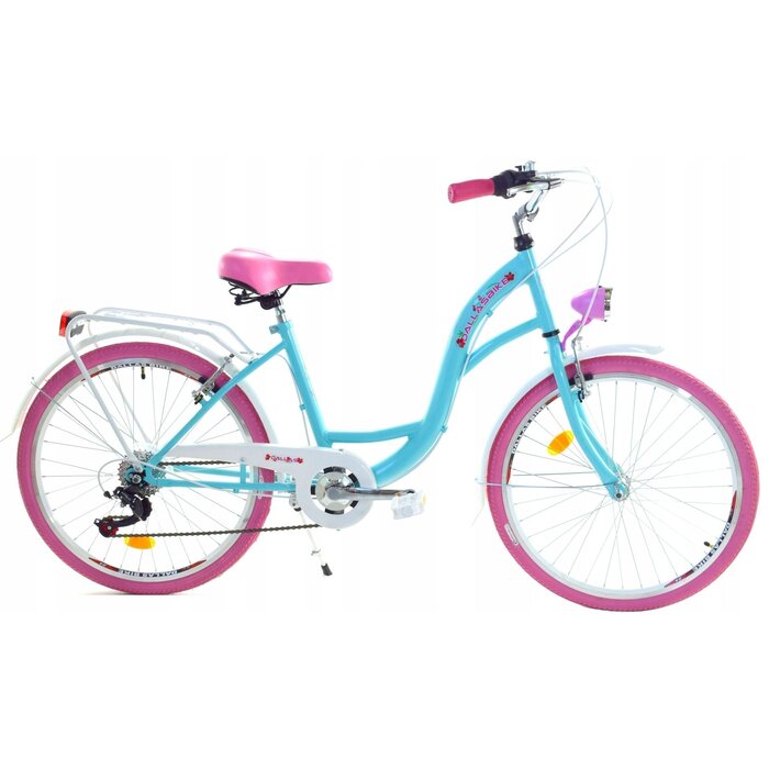 Vélo fille 26 pouces - 7 vitesses - Vert marin et rose - Jusqu'à -26%