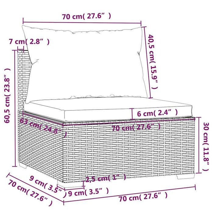 Vidaxl Module de canapé de jardin en rotin noir - Jusqu'à 73% de réduction