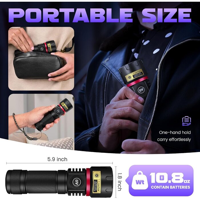 Lampe Torche UV 80W Rechargeable - Jusqu'à -34% sur le prix neuf