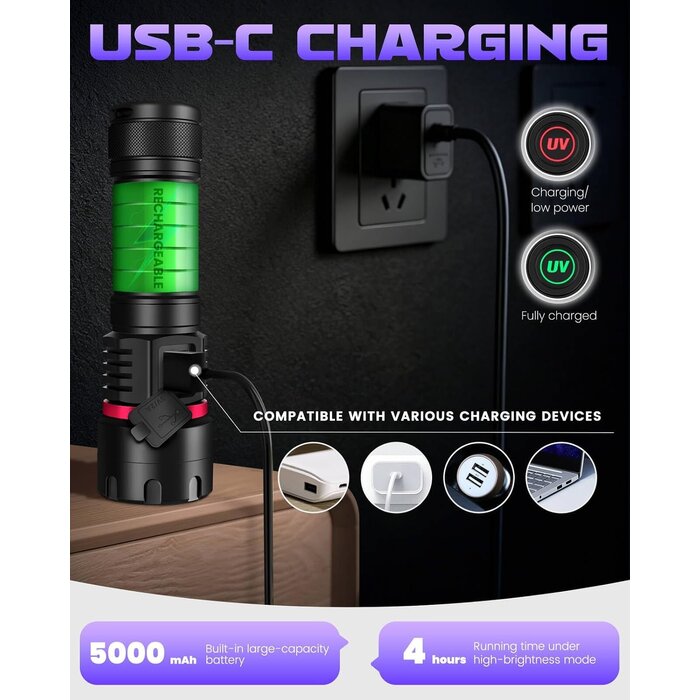 Lampe Torche UV 80W Rechargeable - Jusqu'à -34% sur le prix neuf