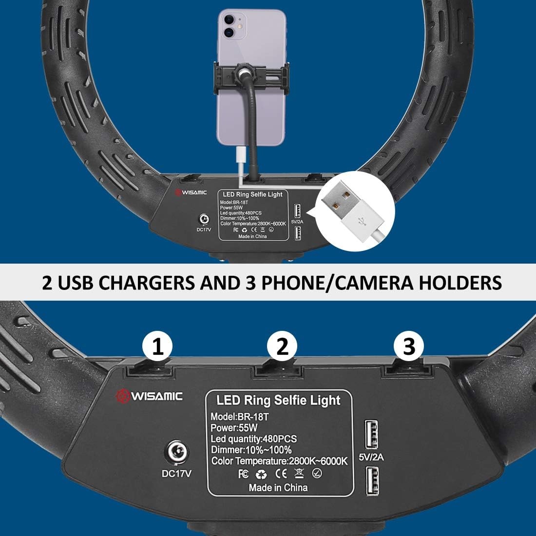 Ring Light LED 18 pouces avec trépied - Jusqu'à -33% sur l'outlet