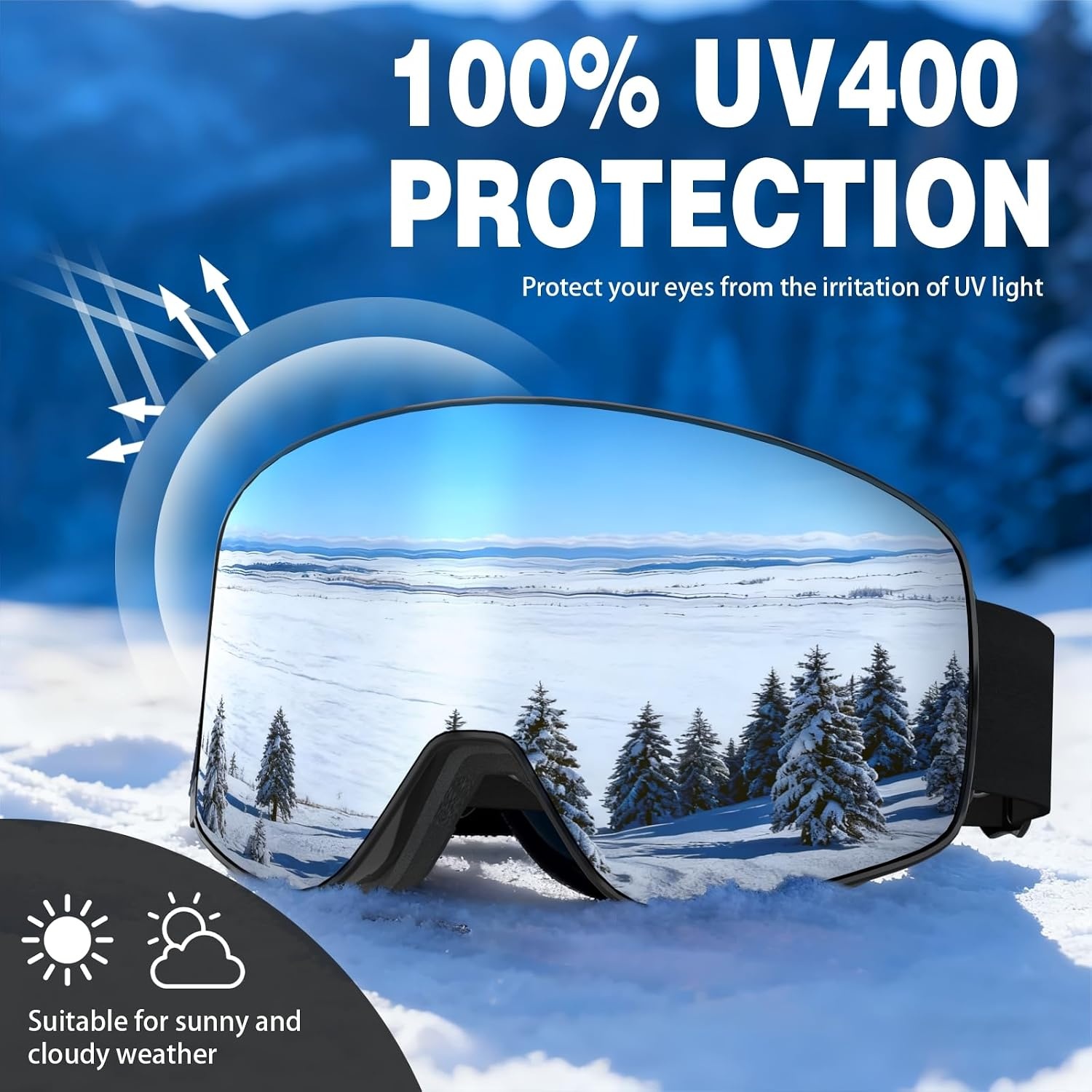 Masque de ski OTG unisexe - Anti-buée et UV - Jusqu'à -32% sur notre sélection