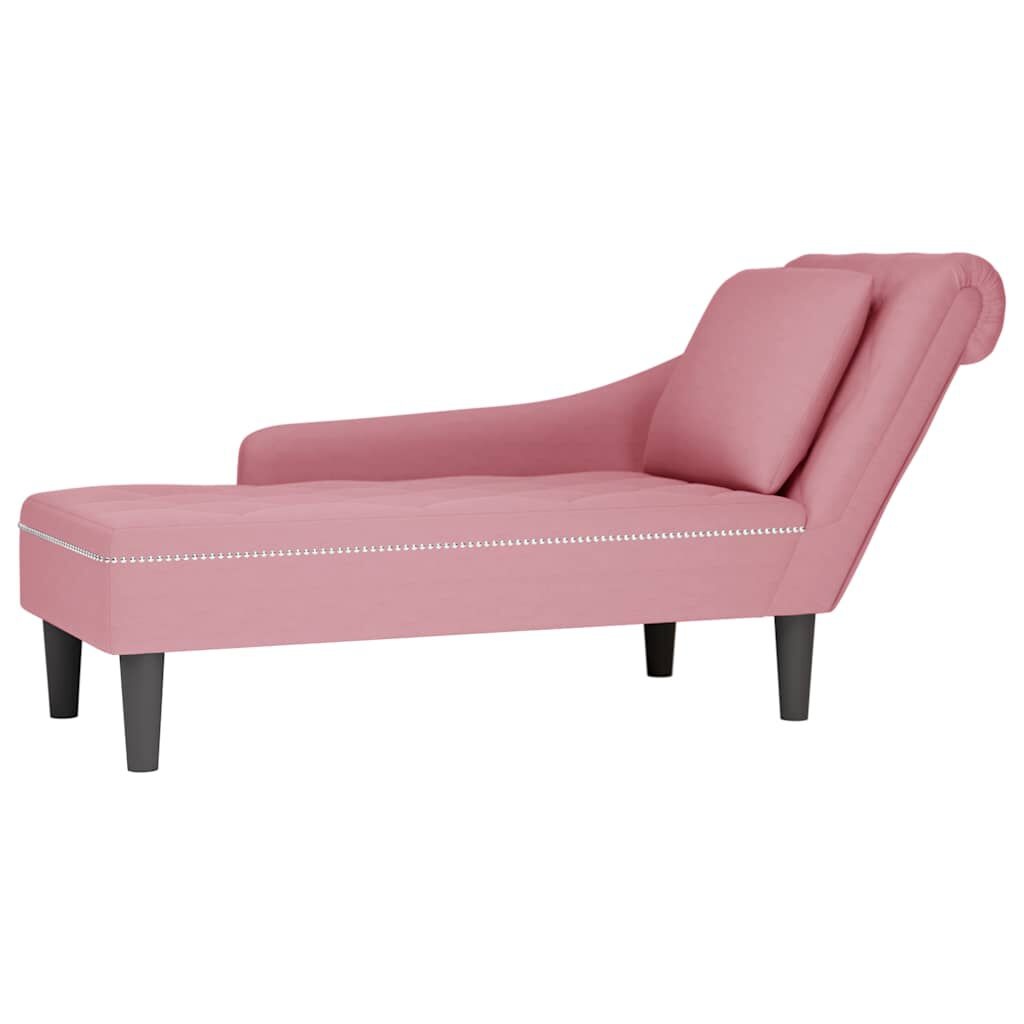 Chaise longue velours rose avec accoudoir - Jusqu'à -35% en Outlet