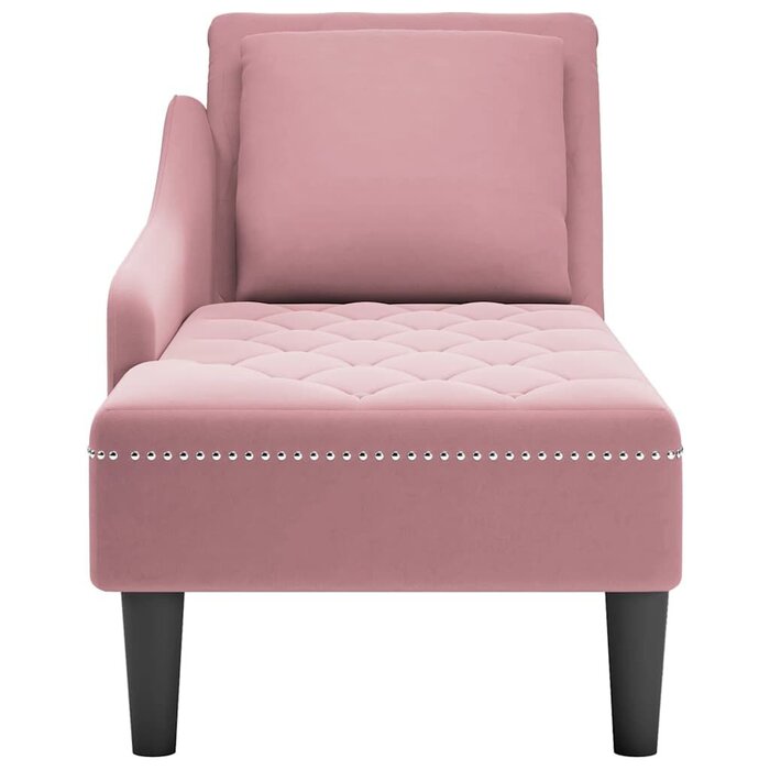Chaise longue velours rose avec accoudoir - Jusqu'à -35% en Outlet