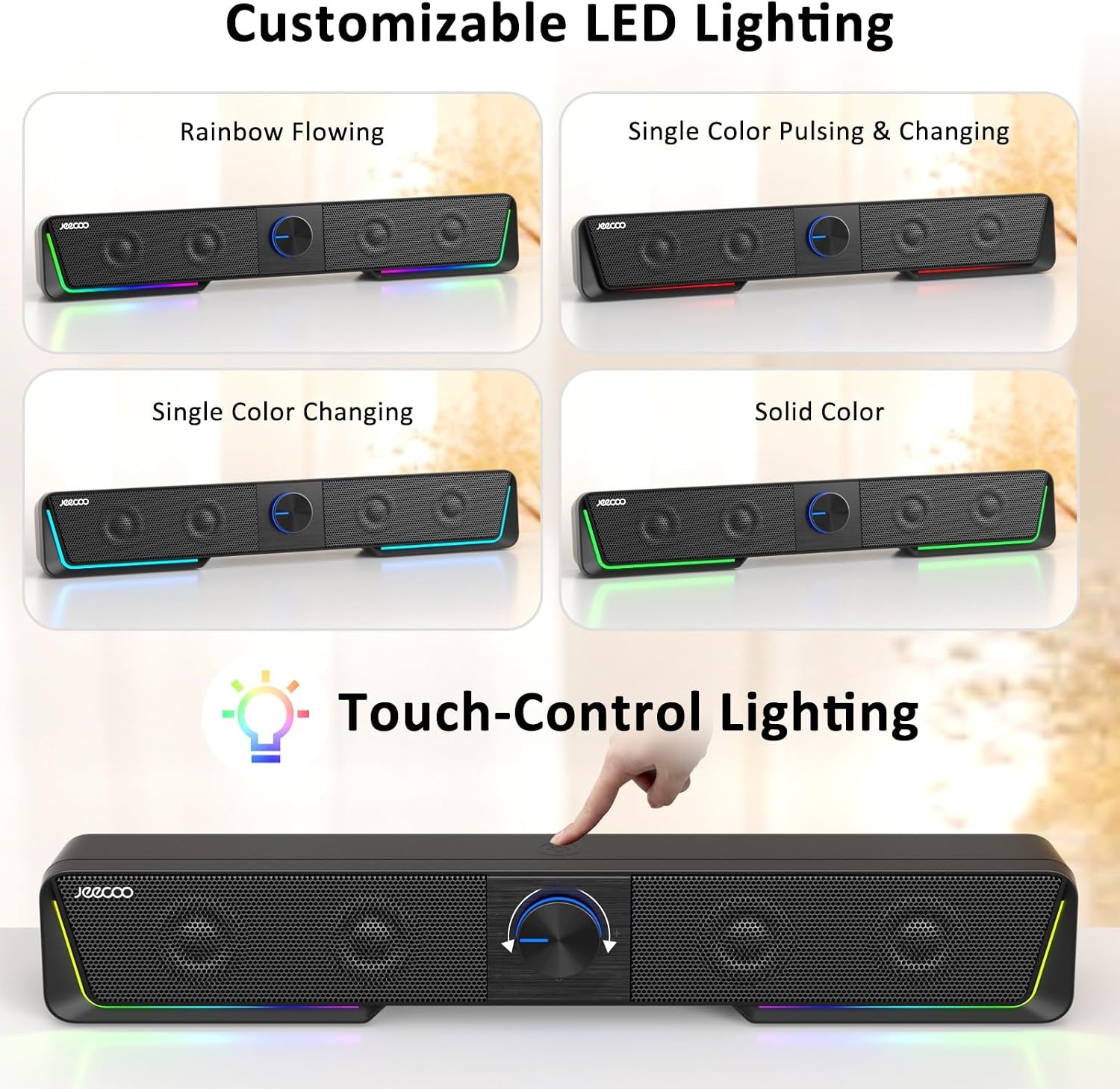 Enceintes PC 2.0 USB-C & Bluetooth avec LED - Jusqu'à -31% sur l'outlet