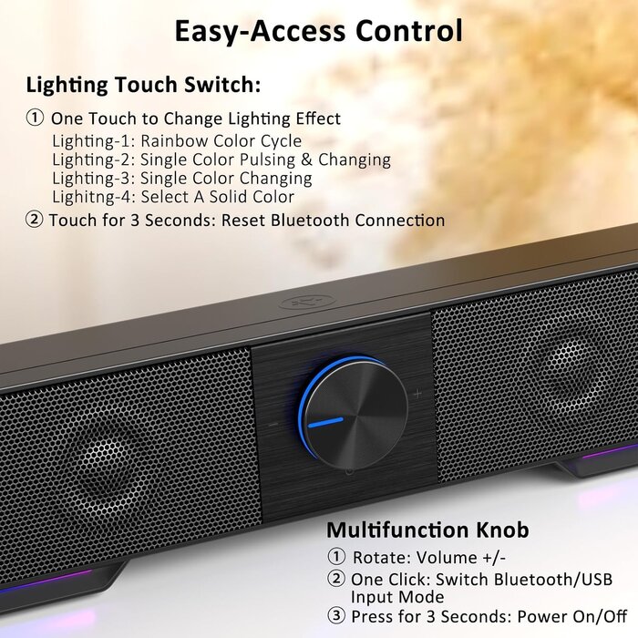 Enceintes PC 2.0 USB-C & Bluetooth avec LED - Jusqu'à -31% sur l'outlet