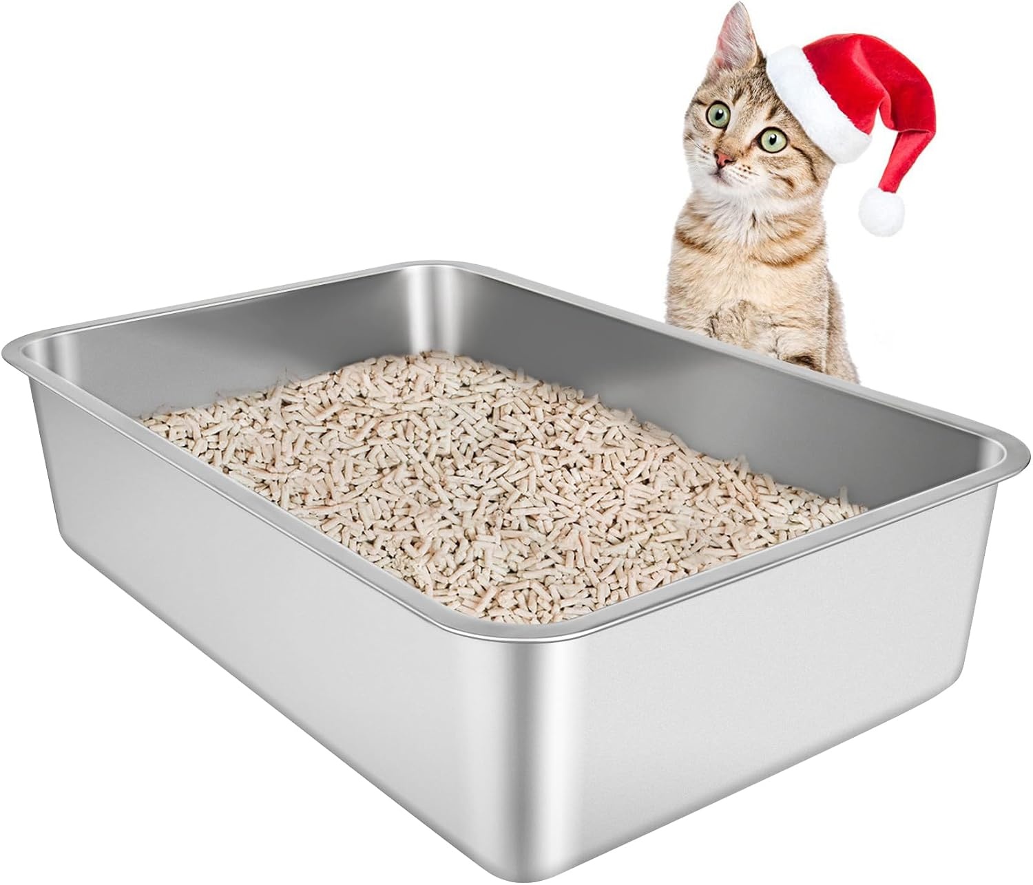 Bac à litière inox pour animaux - 50x35x15 cm - Jusqu'à -33%