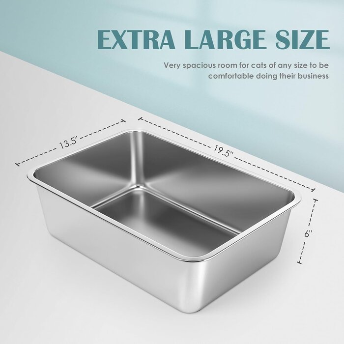 Bac à litière inox pour animaux - 50x35x15 cm - Jusqu'à -33%