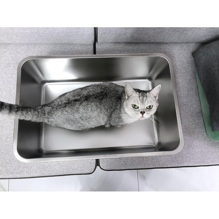 Bac à litière inox pour animaux - 50x35x15 cm - Jusqu'à -33%