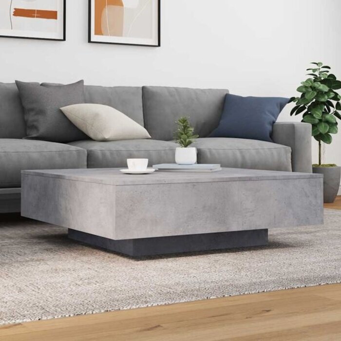 Table basse carrée 100x100cm gris béton - Jusqu'à 34% de remise
