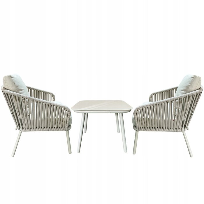 Salon de jardin 3 pièces beige en résine tressée - Jusqu'à -35%