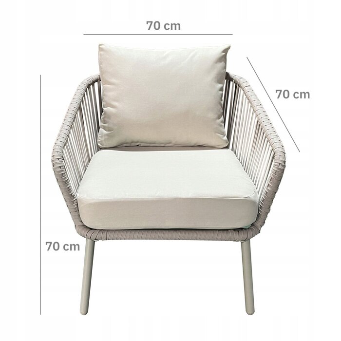 Salon de jardin 3 pièces beige en résine tressée - Jusqu'à -35%