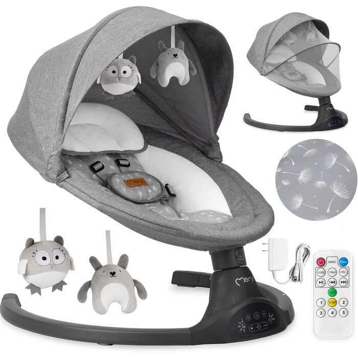 Balançoire électrique bébé Bluetooth - Gris foncé - Jusqu'à 34% de réduction