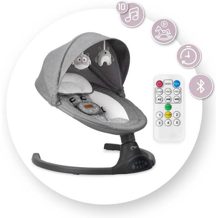 Balançoire électrique bébé Bluetooth - Gris foncé - Jusqu'à 34% de réduction