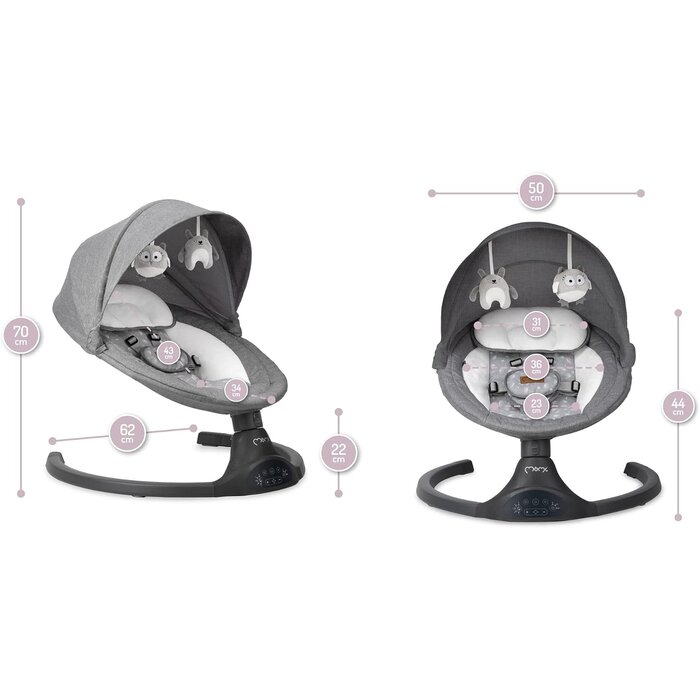 Balançoire électrique bébé Bluetooth - Gris foncé - Jusqu'à 34% de réduction